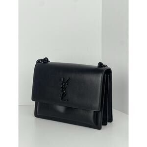 SAINT LAURENT Calfskin Medium Monogram Monochrome Sunset Black C-2